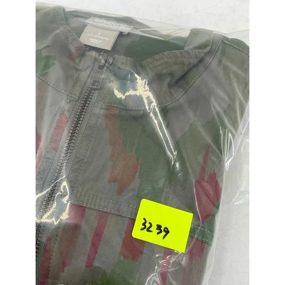 Chico's Jacket Zenergy Olive Green Zip Up Lightweight Medium Size 1 Splatter - Picture 11 of 11